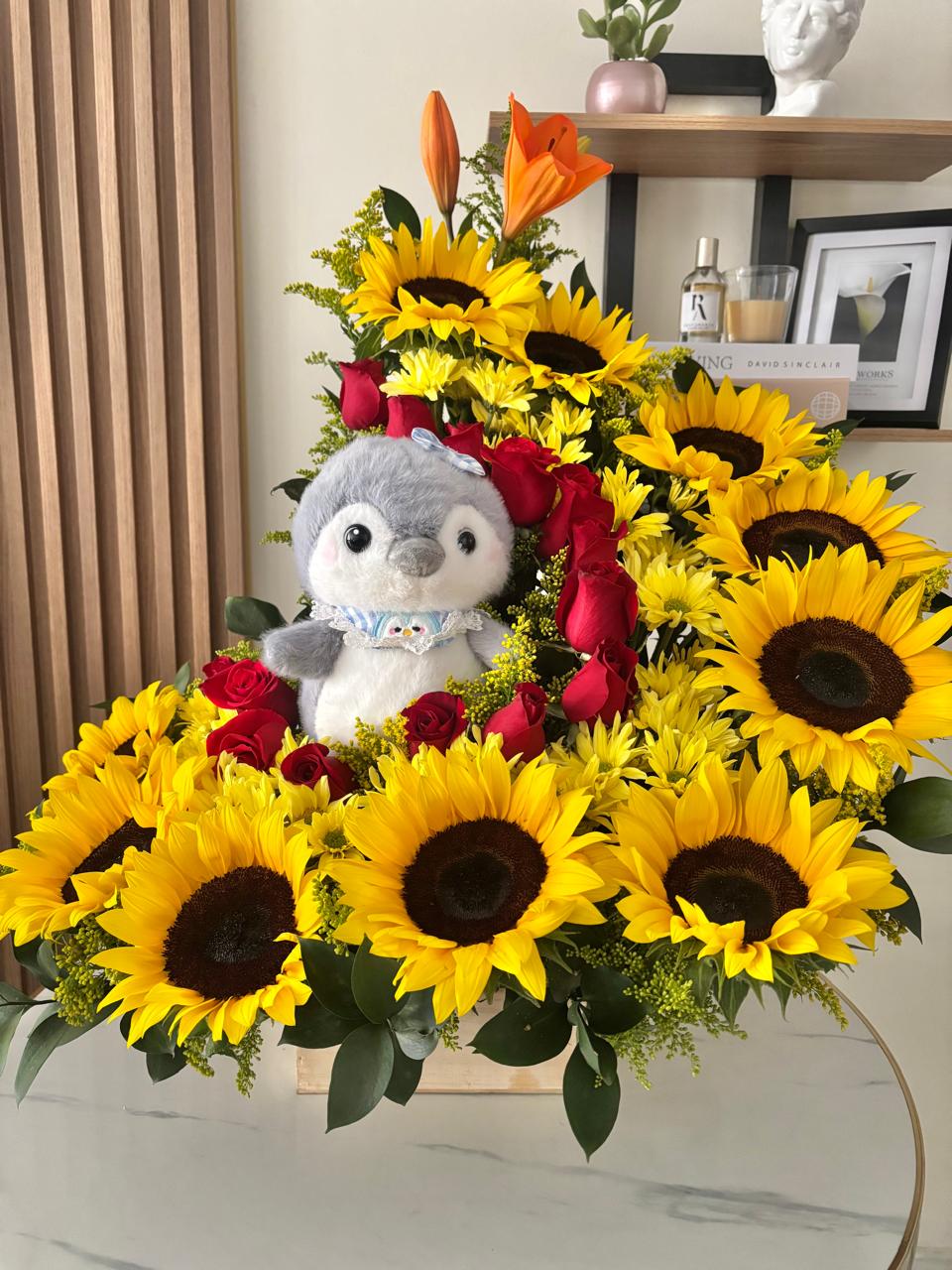 Ramo especial de girasoles y rosas