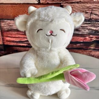 Peluche cordero con tulipán 25cm